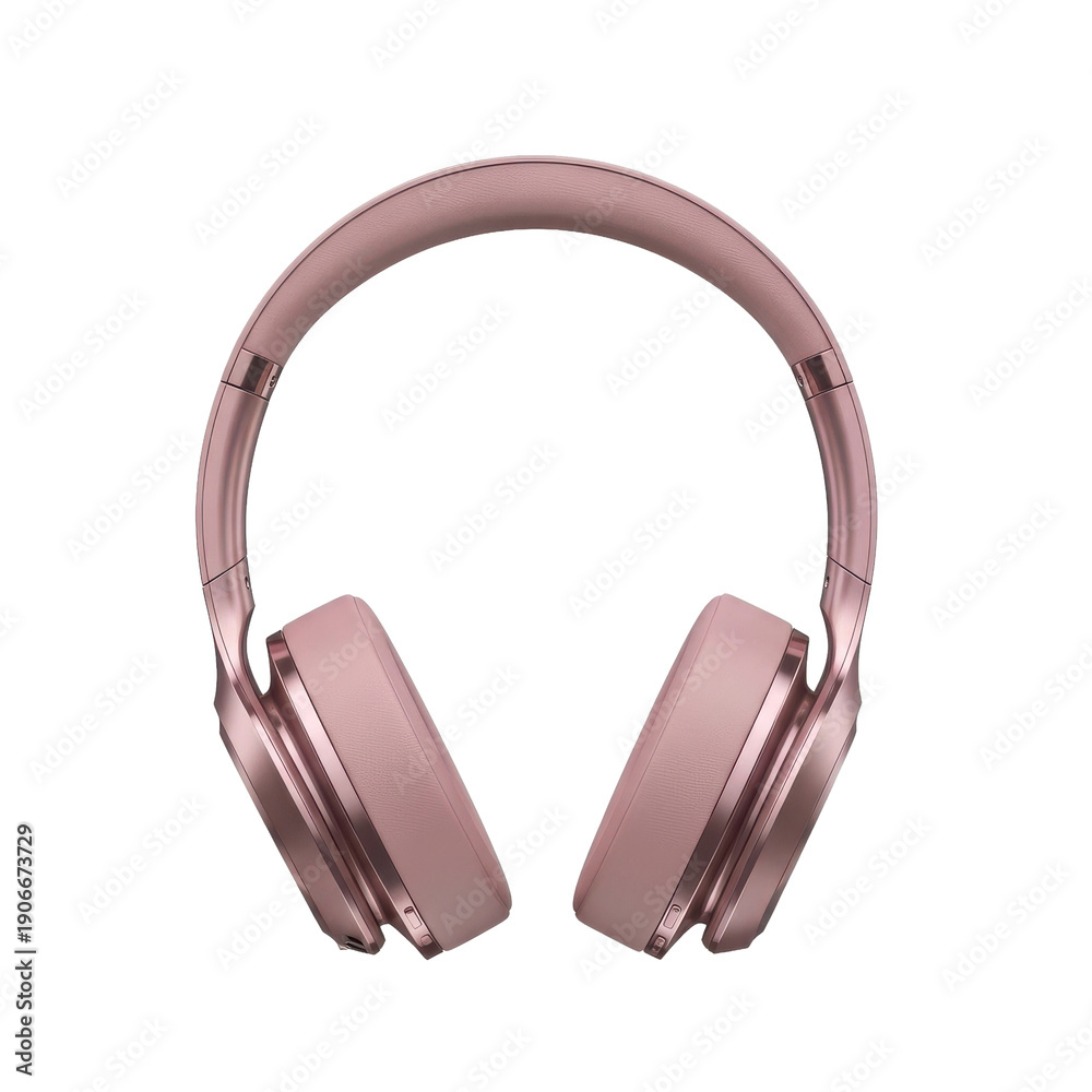 Fototapeta premium Rose Gold Headphones Isolated Black Background
