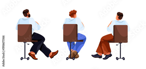 Bild auf Leinwand Men sitting on office chairs and talking to each other