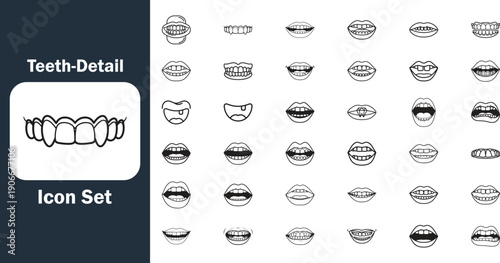 Human Mouth Teeth Outline Icons