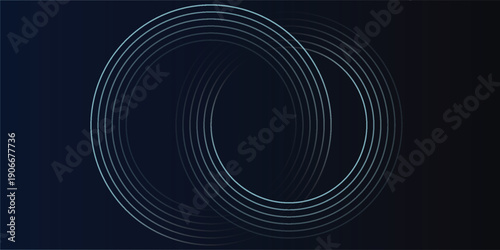 Blue abstract background with glowing circles. Swirl circular lines pattern. Geometric spiral. Twirl element. Modern graphic design. Futuristic technology concept.