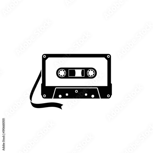 Silhouette of Vintage Cassette Tape for Retro Music and 80s Audio Nostalgia