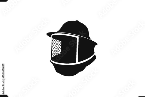 Protective Beekeeper Helmet: A bold black and white depiction of a beekeeper's helmet, offering essential protection for the face and neck. 