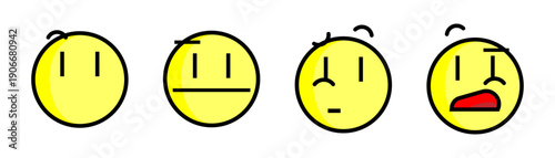 Yellow smiley face. Confused or Skeptical smiley. Neutral