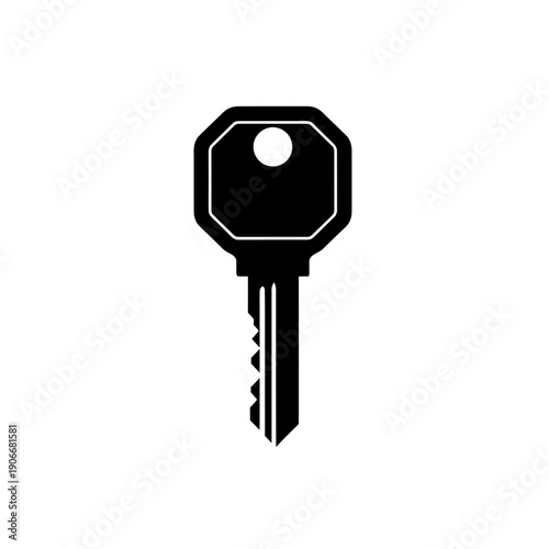 Silhouette of Modern House Key for Home Security and Real Estate Access