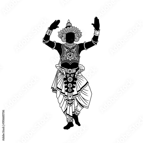 Silhouette of Kandyan Dancer Costume for Sri Lankan Traditional Culture