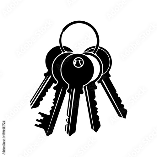 Silhouette of Bunch of Keys for Property Management and Security Unlocking