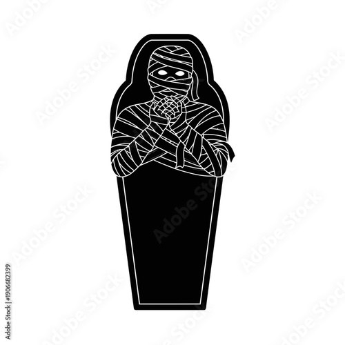 Silhouette of Sarcophagus Mummy for Ancient Egypt and Halloween History