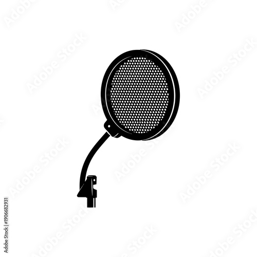 Silhouette of Microphone Pop Filter for Audio Recording and Studio Gear