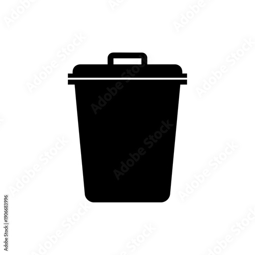 Silhouette of Trash Bin Container for Garbage Disposal and Delete Icons