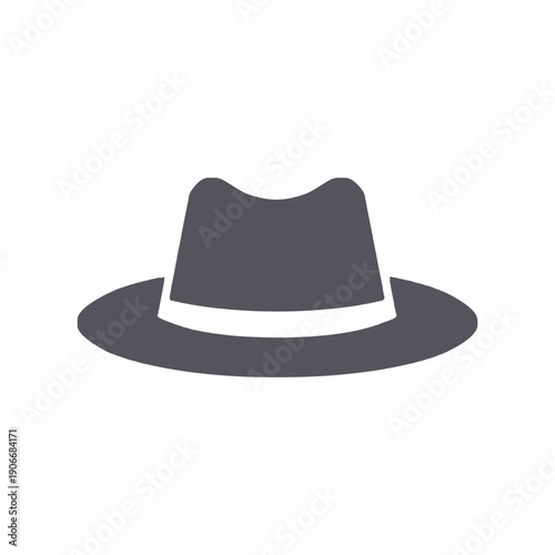A classic black felt cowboy hat with a wide brim is isolated on a white background, showcasing a vintage retro style and timeless fashion headwear accessory for men