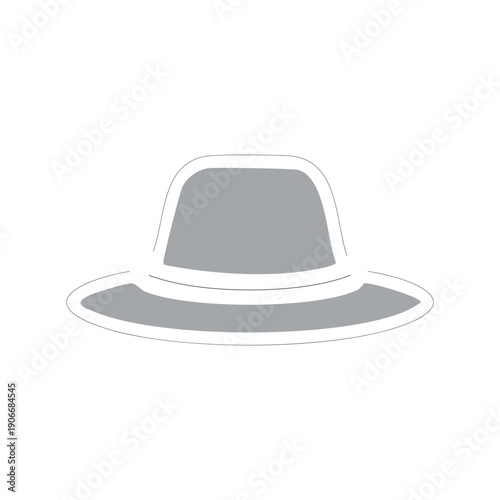 A classic black felt cowboy hat with a wide brim and vintage retro style, presented as a fashion accessory vector illustration isolated on a white background