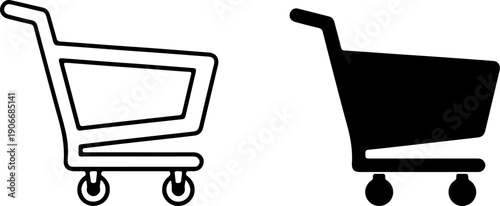 Black and white shopping cart shopping trolley