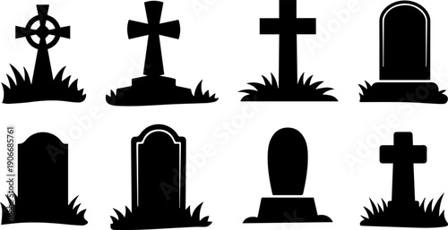 Gravestone and Cross Silhouettes Collection