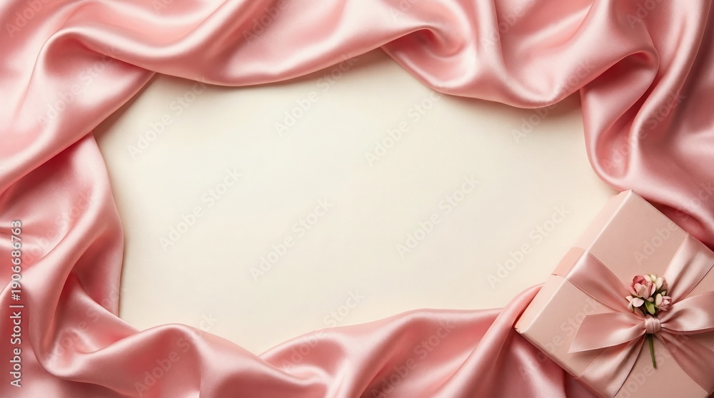 custom made wallpaper toronto digitalElegant pink satin fabric with gift box and flowers