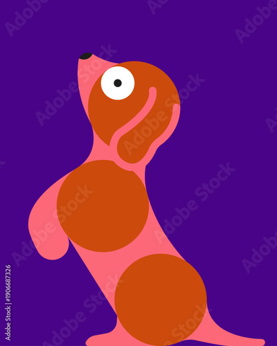 Dog pet animal graphic circle canine sausage daschund illustration