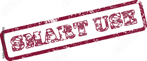 Textured Red Rubber Stamp Imprint Displaying the Important Phrase Smart Use on White