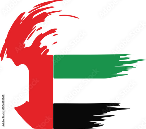 Brush stroke style united arab emirates flag emblem vector design