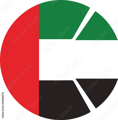 Stylized circular icon representing the united arab emirates flag