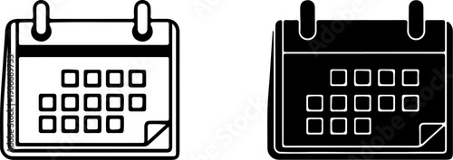 Black and white calendar with squares for dates