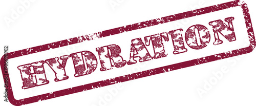 The vital word Hydration is sharply imprinted as a vibrant red grunge rubber stamp mark