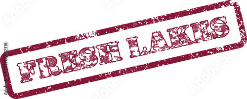 Distressed maroon rubber stamp signifying fresh lakes water quality or natural environment