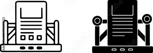 Black and white of gas pumps with different line styles line fuel pump petrol pump gas station