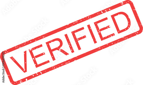 This grunge style red rubber stamp clearly shows the word VERIFIED against a white background