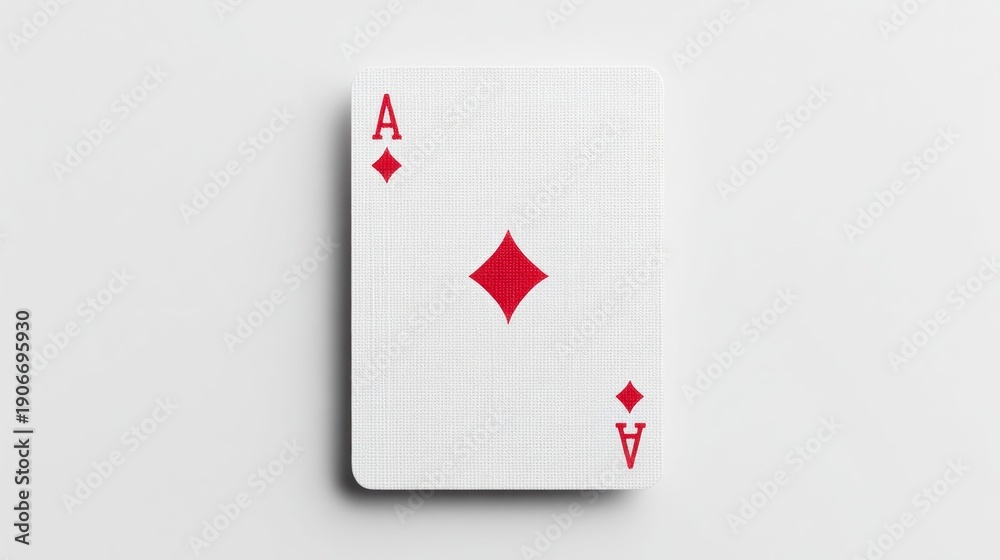 Obraz premium Ace of Diamonds playing card centered on a clean white background with subtle shadow