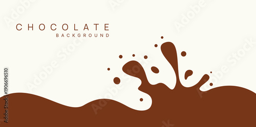 Chocolate background of Modern poster, dynamic splashes and drops. Vector illustration in a flat style of minimalism	