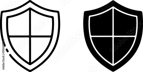 Black and white shield with cross sections symbol protection security