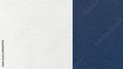 White paper texture two color background with dark blue vertical split and copy space for template, banner, presentation