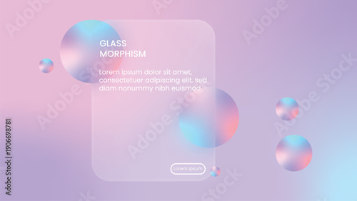 Glass morphism card template with liquid shapes and blur effect