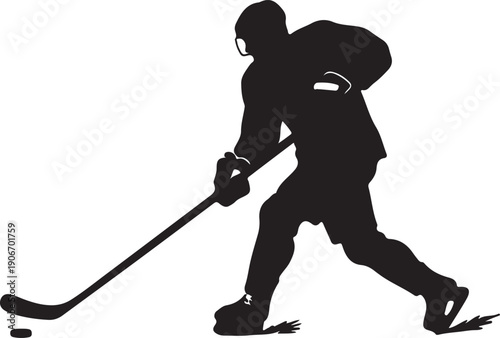  Ice Hockey Slap Shot of white background.