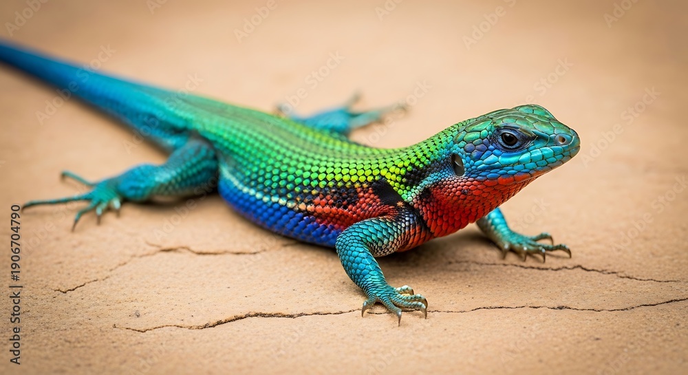 Fototapeta premium African rainbow lizard on stone surface