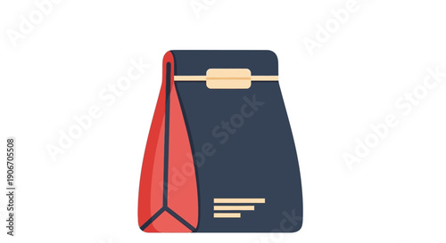 Simple illustration of a dark colored coffee bean bag with a light colored label