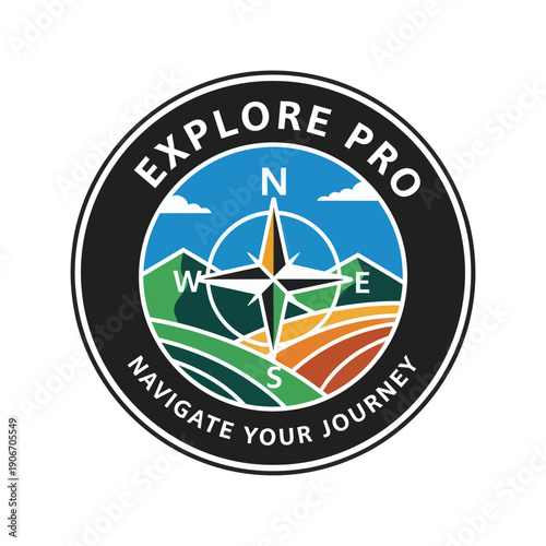 Explore Pro Navigation Compass Logo Design.