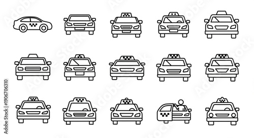 Collection of Taxi Icons and Illustrations.
