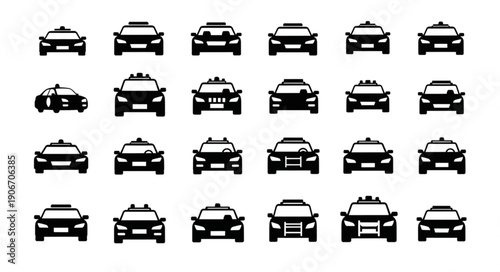 Collection of Taxi Icons and Symbols Vector Illustration.