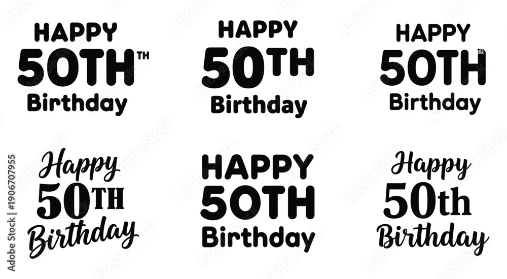 Obraz premium Collection of happy 50th birthday typography designs