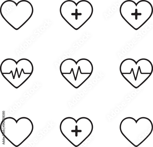 Ecg heart beat line. Heart beat sinus rhythm line. Healthcare medical hospital logo. Vector illustration icon. Isolated on white background

