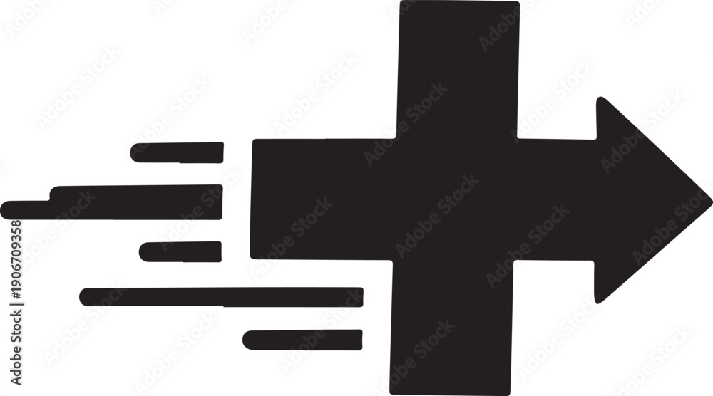 Obraz premium Medical Cross Symbol Silhouette Simple Plus Sign Icon Illustration Healthcare Cross Black Silhouette