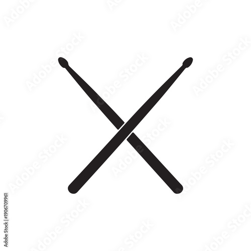 Drumsticks vector for rock band silhouette vector flat illustration design.