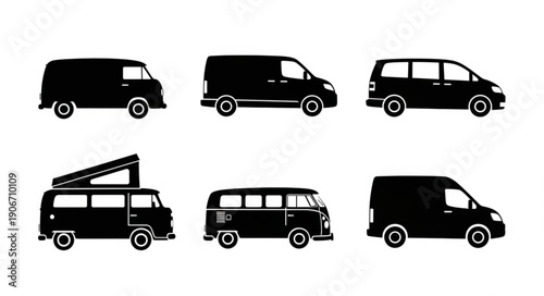 Collection of Van Silhouettes Various Models and Types.