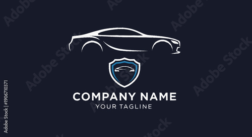 Luxury Car Logo Template with Shield Emblem Design.