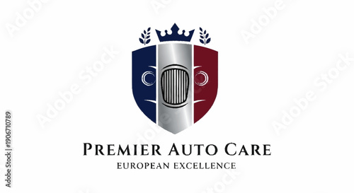 Premier Auto Care Logo with Shield and Crown Design.