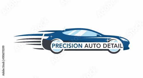 Precision Auto Detail logo with sleek blue sports car.