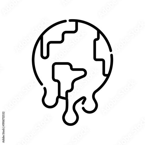 global warming black line icon.