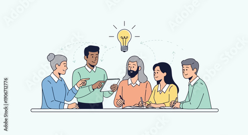 Teamwork and collaboration in a modern office environment with diverse employees.	