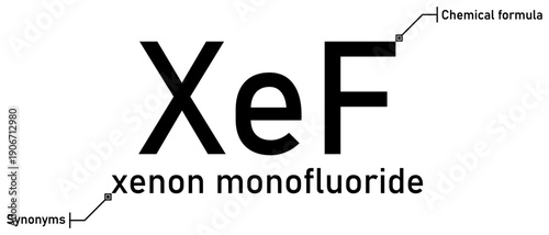 Xenon monofluoride chemical formula with callout titles