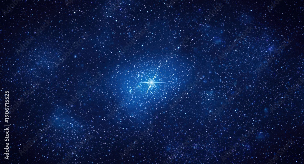 Fototapeta premium Lively 3D cartoon art of Polaris surrounded by a glittering starry sky at night